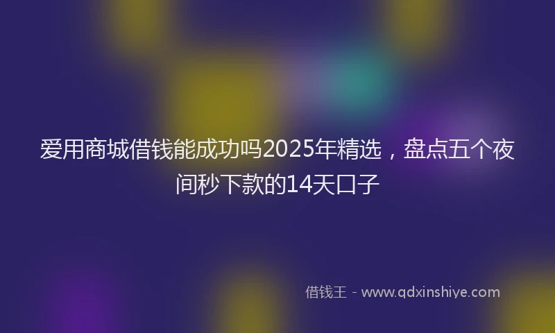 爱用商城借钱能成功吗2025年精选，盘点五个夜间秒下款的14天口子