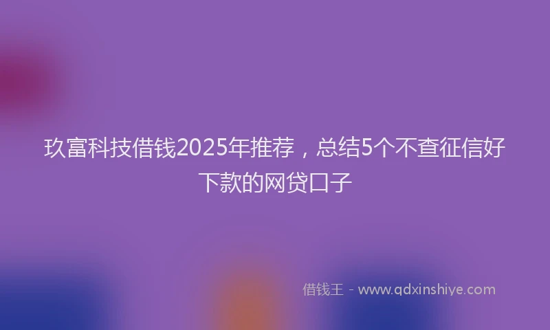 玖富科技借钱2025年推荐，总结5个不查征信好下款的网贷口子