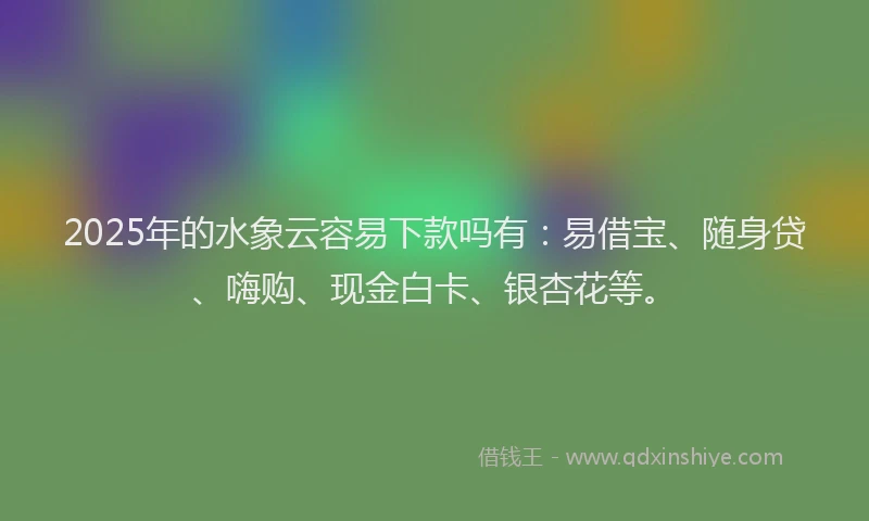 2025年的水象云容易下款吗有：易借宝、随身贷、嗨购、现金白卡、银杏花等。