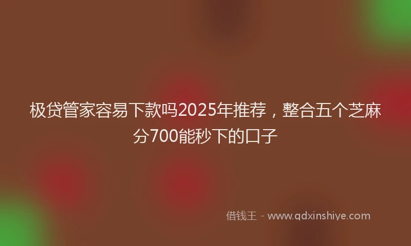 极贷管家容易下款吗2025年推荐，整合五个芝麻分700能秒下的口子