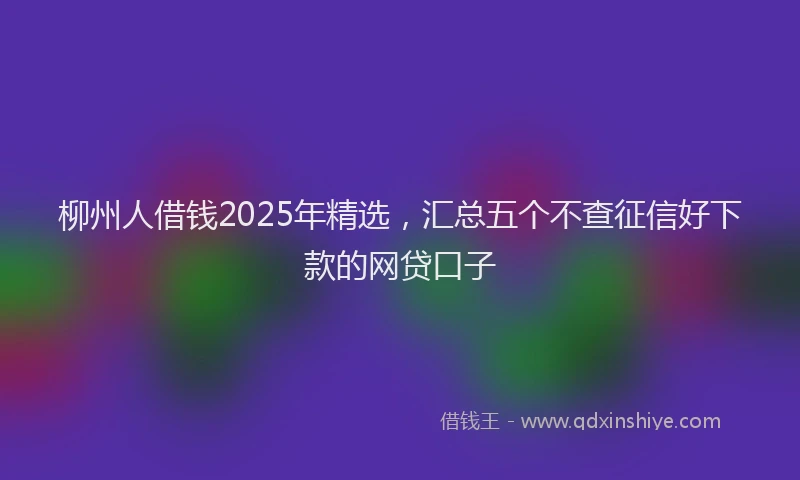 柳州人借钱2025年精选，汇总五个不查征信好下款的网贷口子
