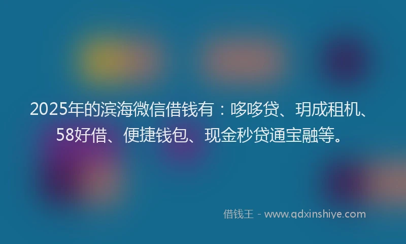 2025年的滨海微信借钱有：哆哆贷、玥成租机、58好借、便捷钱包、现金秒贷通宝融等。