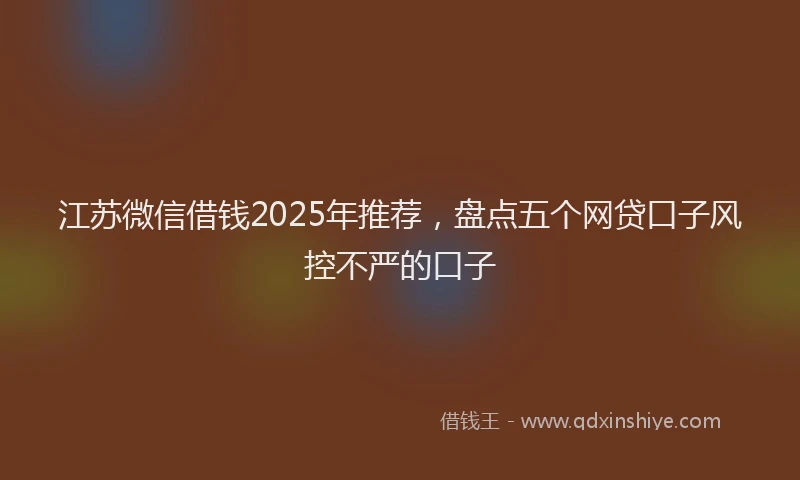 江苏微信借钱2025年推荐，盘点五个网贷口子风控不严的口子