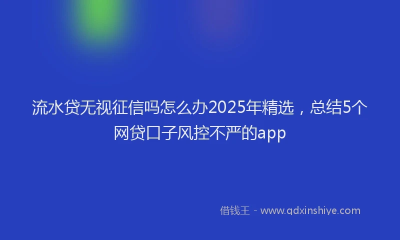 流水贷无视征信吗怎么办2025年精选，总结5个网贷口子风控不严的app
