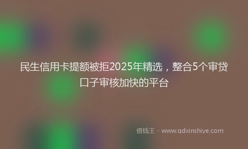 民生信用卡提额被拒2025年精选，整合5个审贷口子审核加快的平台