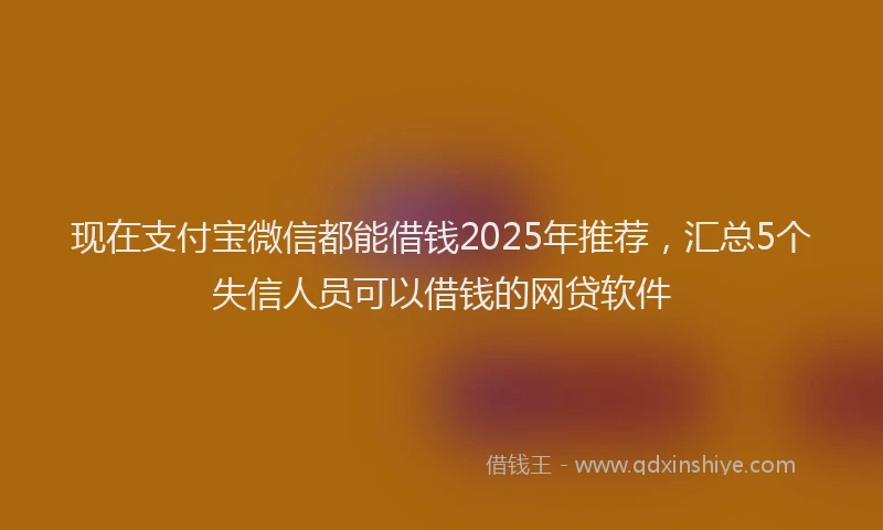 现在支付宝微信都能借钱2025年推荐，汇总5个失信人员可以借钱的网贷软件