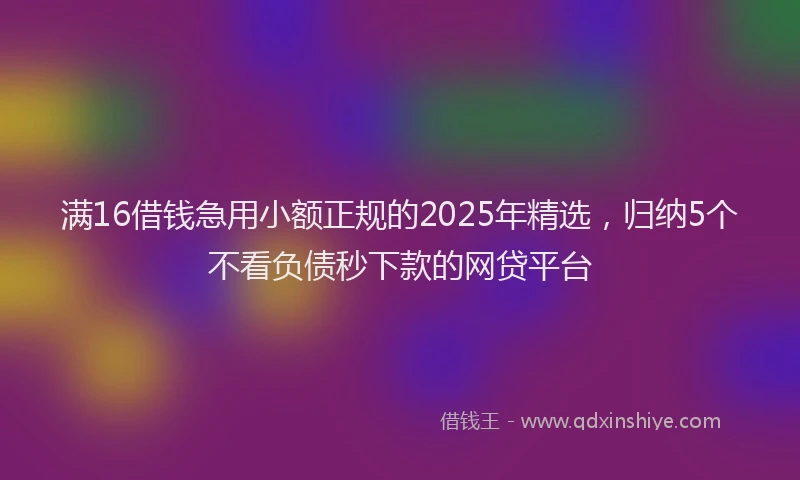 满16借钱急用小额正规的2025年精选，归纳5个不看负债秒下款的网贷平台