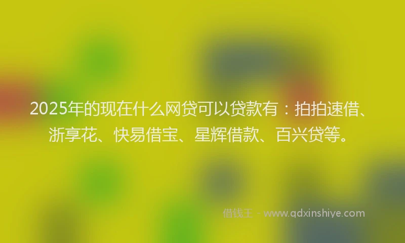 2025年的现在什么网贷可以贷款有：拍拍速借、浙享花、快易借宝、星辉借款、百兴贷等。