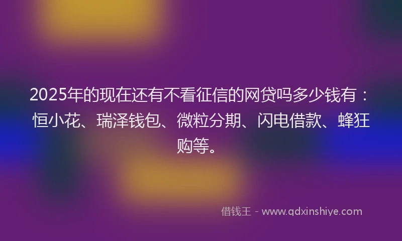 2025年的现在还有不看征信的网贷吗多少钱有：恒小花、瑞泽钱包、微粒分期、闪电借款、蜂狂购等。
