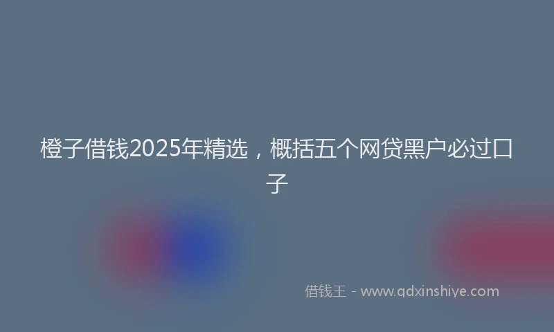 橙子借钱2025年精选，概括五个网贷黑户必过口子