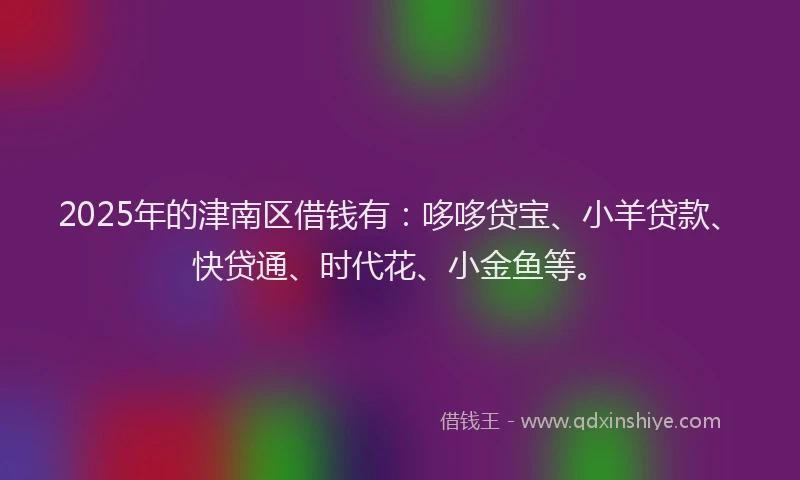 2025年的津南区借钱有：哆哆贷宝、小羊贷款、快贷通、时代花、小金鱼等。