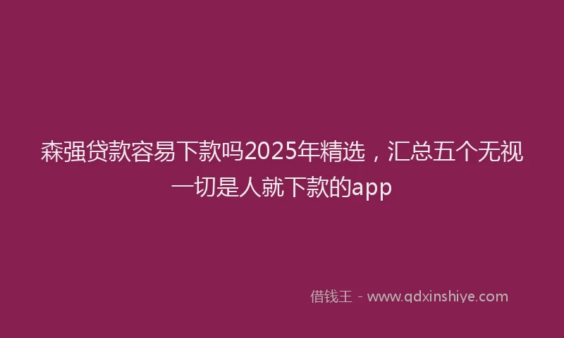 森强贷款容易下款吗2025年精选，汇总五个无视一切是人就下款的app