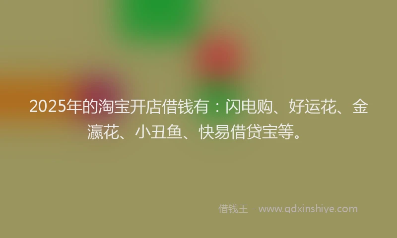 2025年的淘宝开店借钱有：闪电购、好运花、金瀛花、小丑鱼、快易借贷宝等。
