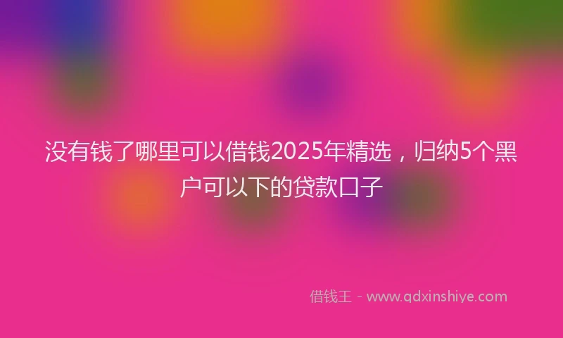 没有钱了哪里可以借钱2025年精选，归纳5个黑户可以下的贷款口子