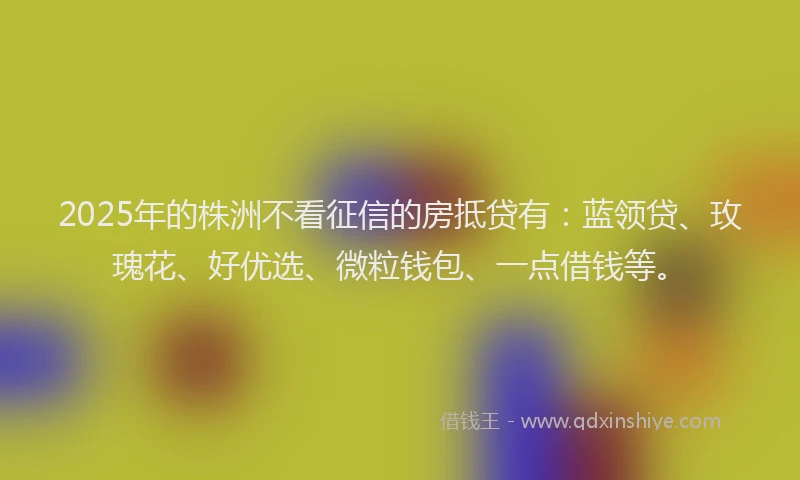 2025年的株洲不看征信的房抵贷有：蓝领贷、玫瑰花、好优选、微粒钱包、一点借钱等。