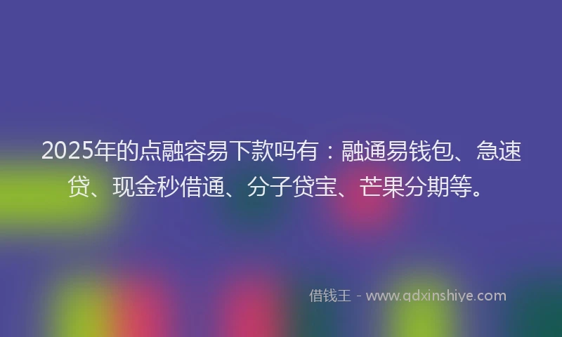 2025年的点融容易下款吗有：融通易钱包、急速贷、现金秒借通、分子贷宝、芒果分期等。