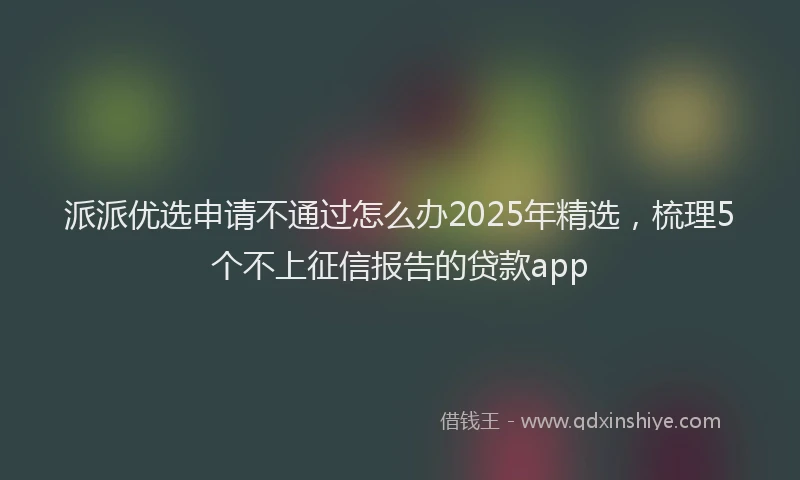 派派优选申请不通过怎么办2025年精选，梳理5个不上征信报告的贷款app