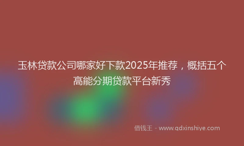 玉林贷款公司哪家好下款2025年推荐，概括五个高能分期贷款平台新秀