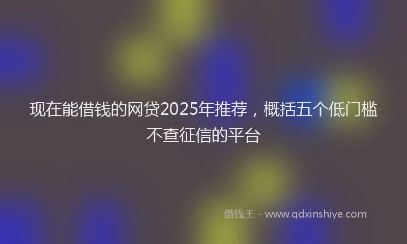 现在能借钱的网贷2025年推荐，概括五个低门槛不查征信的平台
