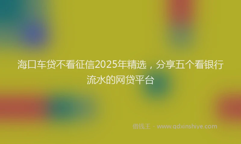 海口车贷不看征信2025年精选，分享五个看银行流水的网贷平台