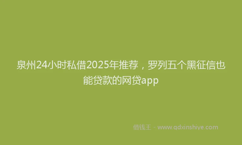 泉州24小时私借2025年推荐，罗列五个黑征信也能贷款的网贷app