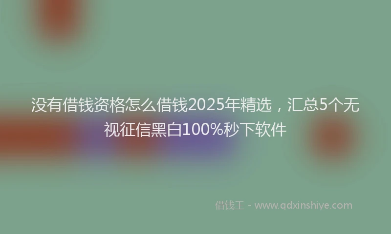 没有借钱资格怎么借钱2025年精选，汇总5个无视征信黑白100%秒下软件