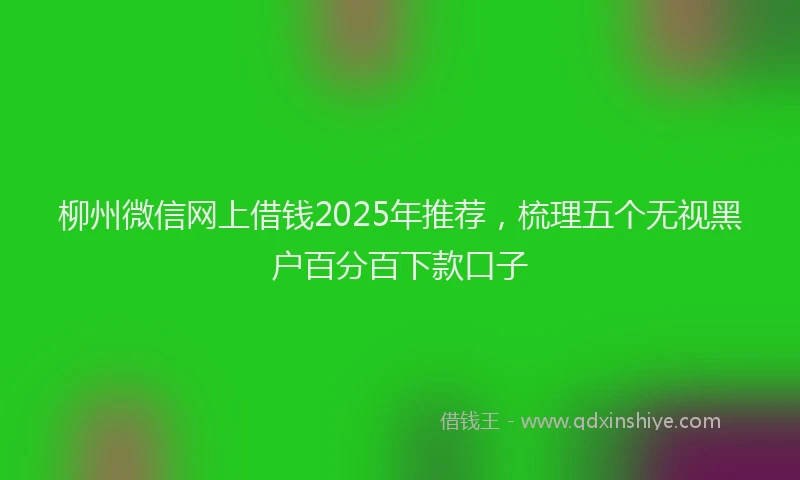 柳州微信网上借钱2025年推荐，梳理五个无视黑户百分百下款口子