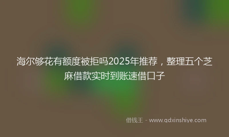 海尔够花有额度被拒吗2025年推荐，整理五个芝麻借款实时到账速借口子