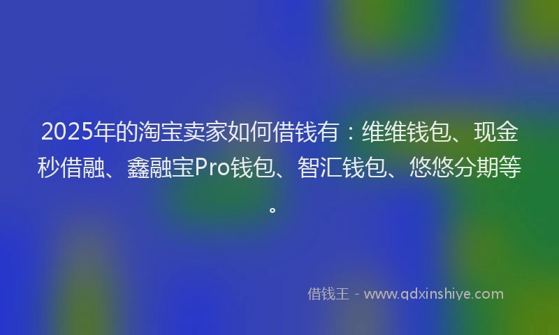 2025年的淘宝卖家如何借钱有：维维钱包、现金秒借融、鑫融宝Pro钱包、智汇钱包、悠悠分期等。