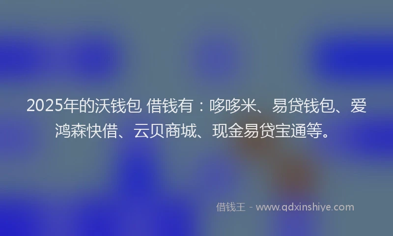 2025年的沃钱包 借钱有：哆哆米、易贷钱包、爱鸿森快借、云贝商城、现金易贷宝通等。