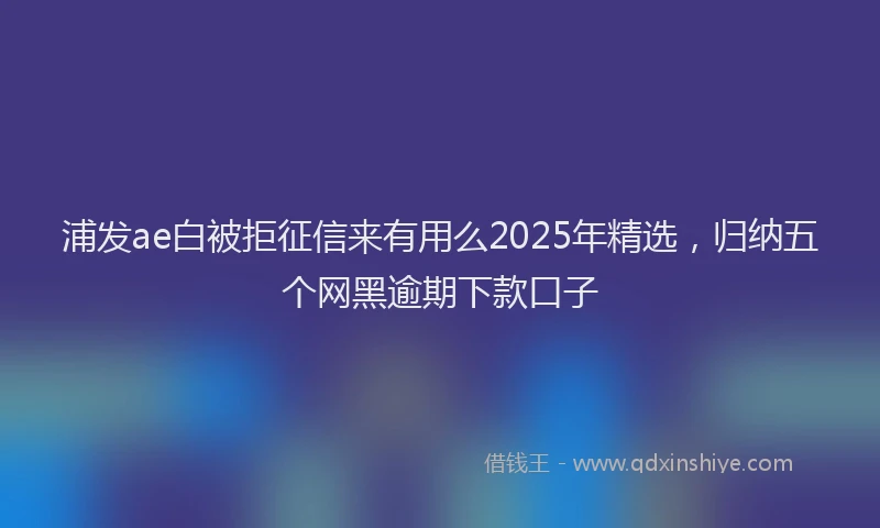 浦发ae白被拒征信来有用么2025年精选，归纳五个网黑逾期下款口子