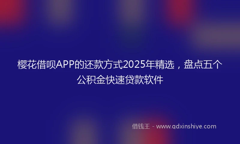 樱花借呗APP的还款方式2025年精选，盘点五个公积金快速贷款软件