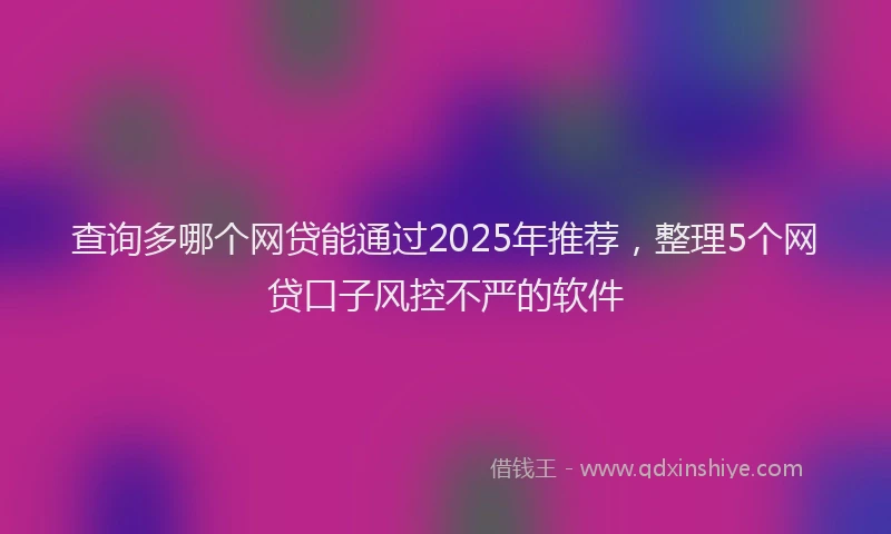 查询多哪个网贷能通过2025年推荐，整理5个网贷口子风控不严的软件