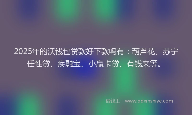 2025年的沃钱包贷款好下款吗有：葫芦花、苏宁任性贷、疾融宝、小赢卡贷、有钱来等。