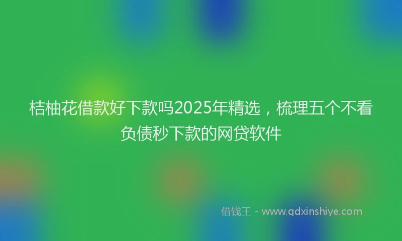 桔柚花借款好下款吗2025年精选，梳理五个不看负债秒下款的网贷软件