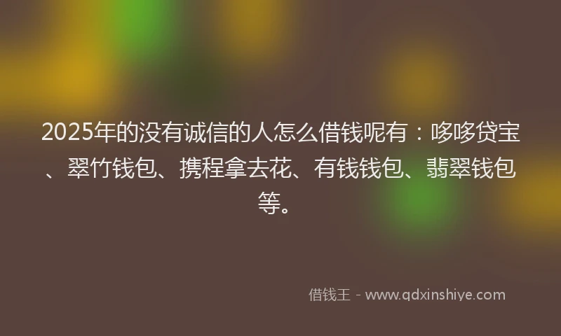 2025年的没有诚信的人怎么借钱呢有：哆哆贷宝、翠竹钱包、携程拿去花、有钱钱包、翡翠钱包等。