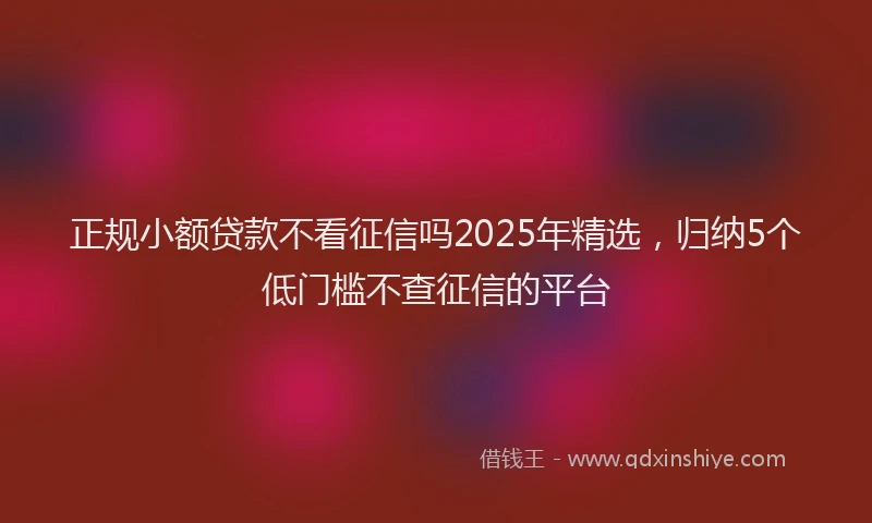 正规小额贷款不看征信吗2025年精选，归纳5个低门槛不查征信的平台