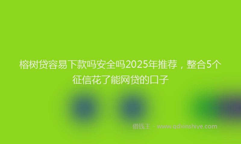 榕树贷容易下款吗安全吗2025年推荐，整合5个征信花了能网贷的口子