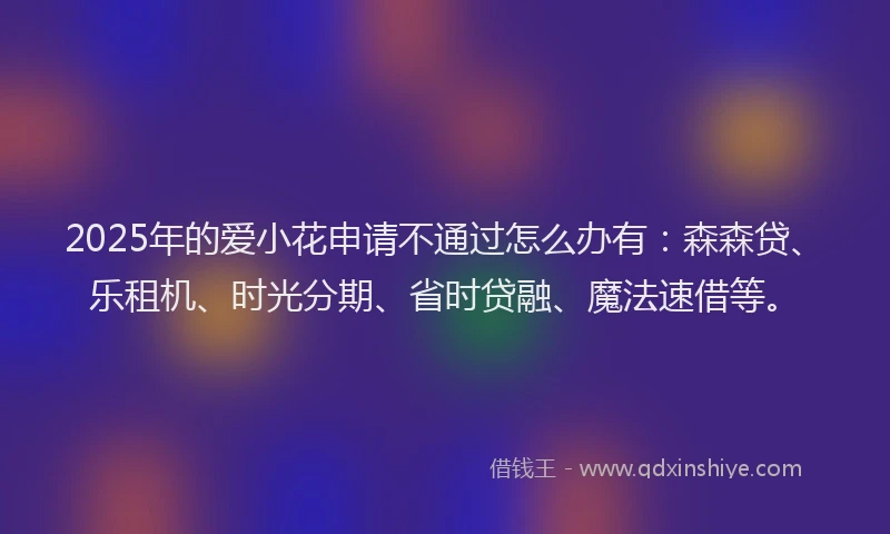 2025年的爱小花申请不通过怎么办有：森森贷、乐租机、时光分期、省时贷融、魔法速借等。