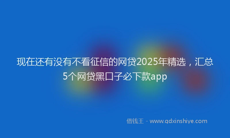 现在还有没有不看征信的网贷2025年精选，汇总5个网贷黑口子必下款app