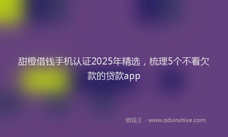 甜橙借钱手机认证2025年精选，梳理5个不看欠款的贷款app