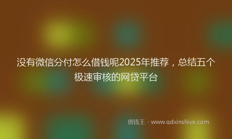 没有微信分付怎么借钱呢2025年推荐，总结五个极速审核的网贷平台