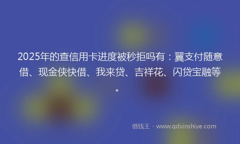2025年的查信用卡进度被秒拒吗有：翼支付随意借、现金侠快借、我来贷、吉祥花、闪贷宝融等。