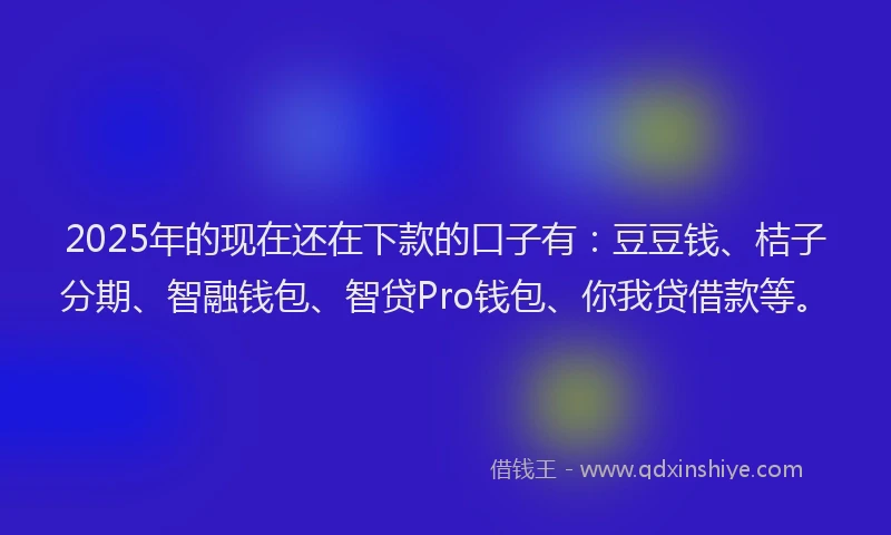 2025年的现在还在下款的口子有：豆豆钱、桔子分期、智融钱包、智贷Pro钱包、你我贷借款等。
