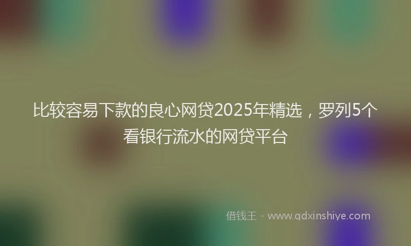比较容易下款的良心网贷2025年精选，罗列5个看银行流水的网贷平台