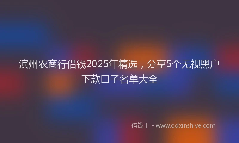 滨州农商行借钱2025年精选，分享5个无视黑户下款口子名单大全