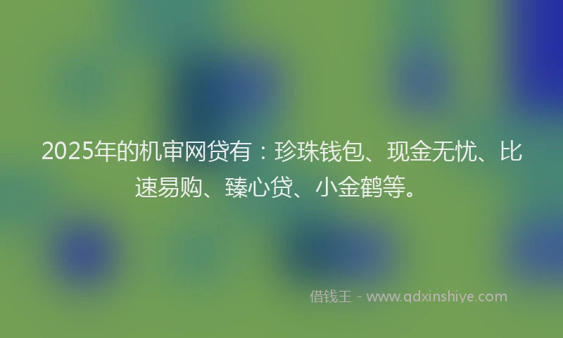 2025年的机审网贷有：珍珠钱包、现金无忧、比速易购、臻心贷、小金鹤等。