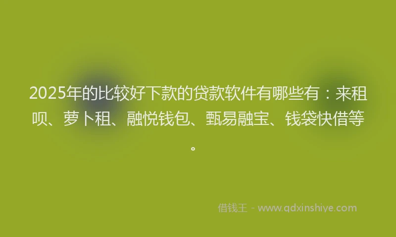 2025年的比较好下款的贷款软件有哪些有：来租呗、萝卜租、融悦钱包、甄易融宝、钱袋快借等。