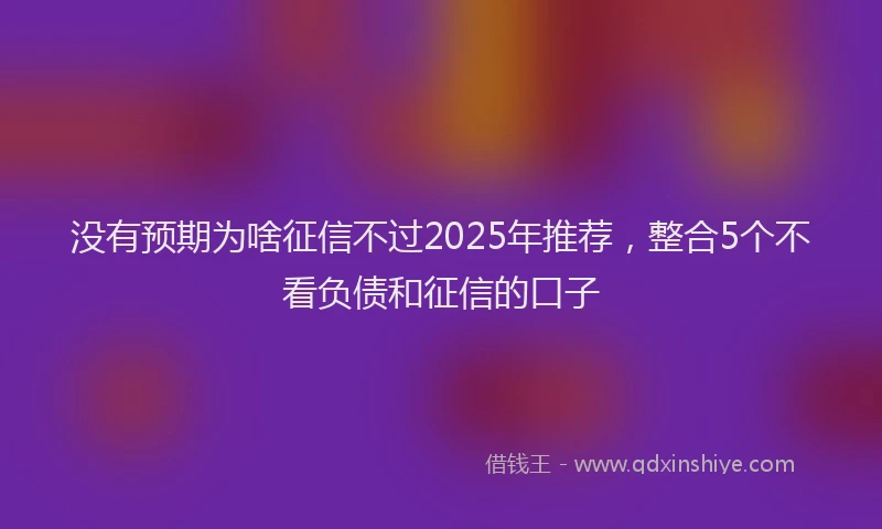 没有预期为啥征信不过2025年推荐，整合5个不看负债和征信的口子