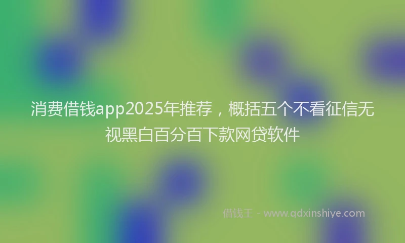 消费借钱app2025年推荐，概括五个不看征信无视黑白百分百下款网贷软件